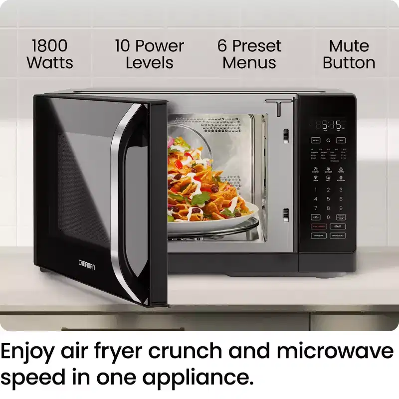 Chefman MicroCrisp 0.8 cu. ft. Microwave and Convection Oven 1800W  Black