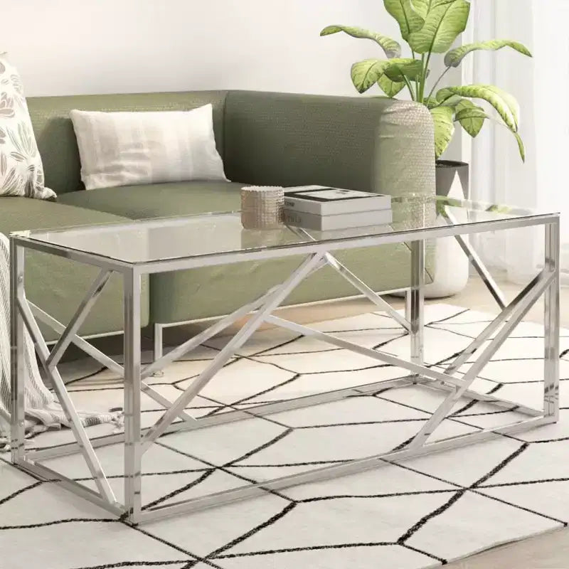 vidaXL Coffee Table Accent End Table Living Room Furniture Stainless Steel