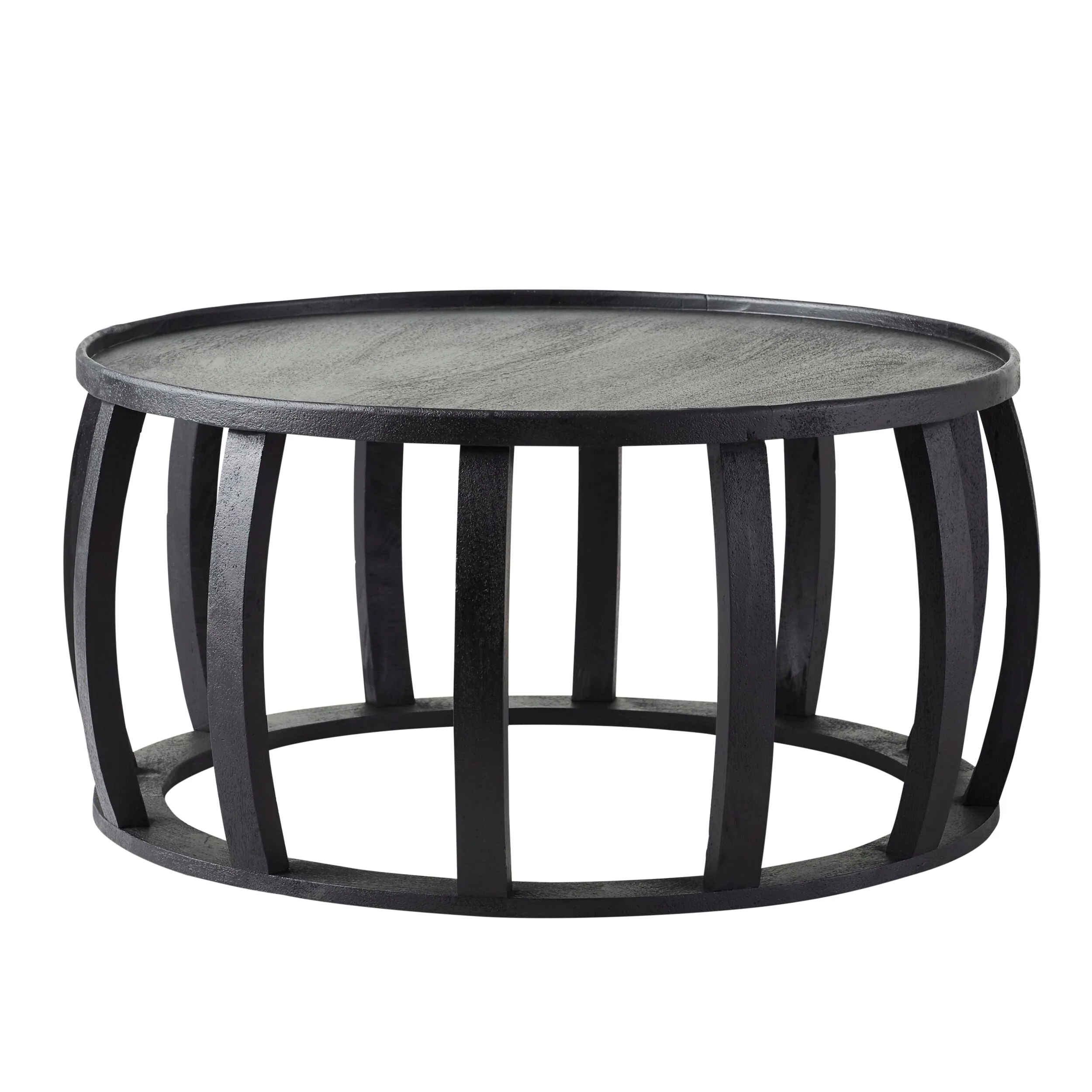 Ink Round Solid Timber Coffee Table Matte Black