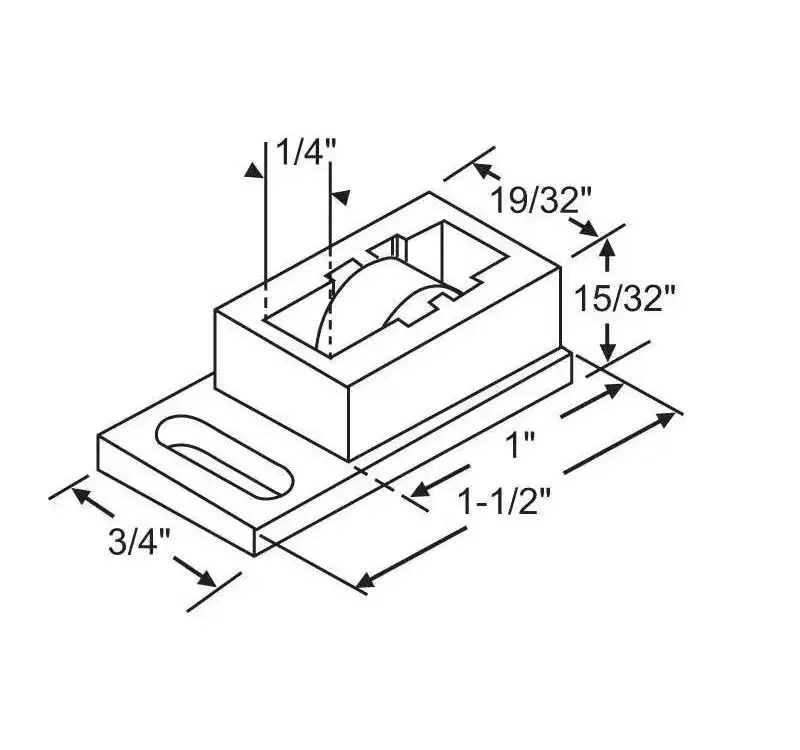 Brixwell Sliding Window Roller Assembly Brass Wheel 1/4 Opening 19/32 Housing Length 1-1/2 Base Length Plastic Housing White Finish