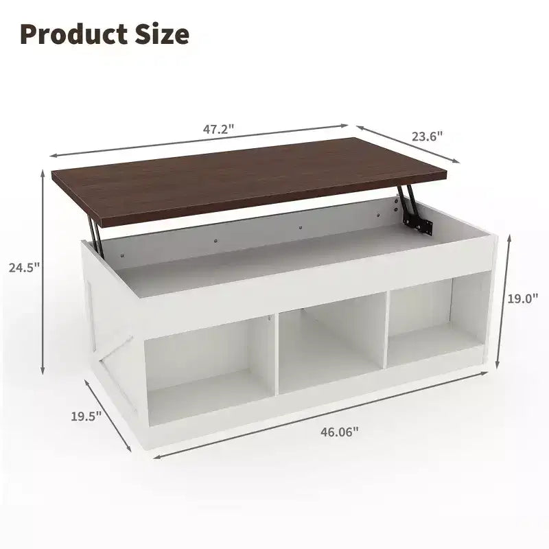 Lift Top Coffee Table, Height Adjustable Cocktail Table with Storage Shelf, Modern Lift-Top Mechanism for Living Room, Office, Sofa Desk