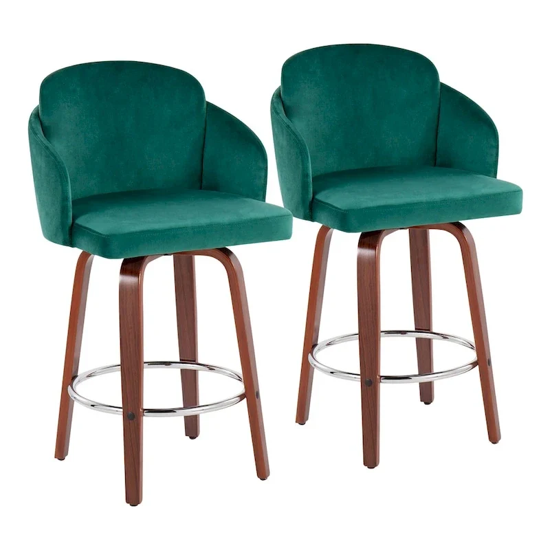 Dahlia Counter Stool with Walnut Wood (Set of 2)