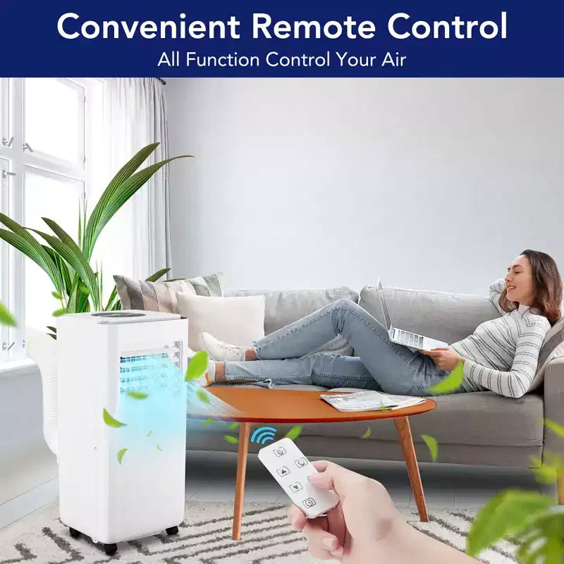 10,000 BTU Portable Air Conditioner - 3-in-1 Energy Efficient AC for Camping & Rooms Up to 450 Sq.Ft. Includes Dehumidifier, Fan, Remote & Window Kit