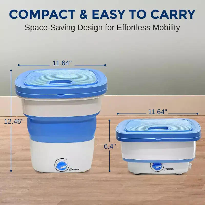 Pure Clean Foldable Washing Machine, Portable Mini Washer with Semi-Automatic Cleaning & Energy-Saving - 4.41 lbs Capacity