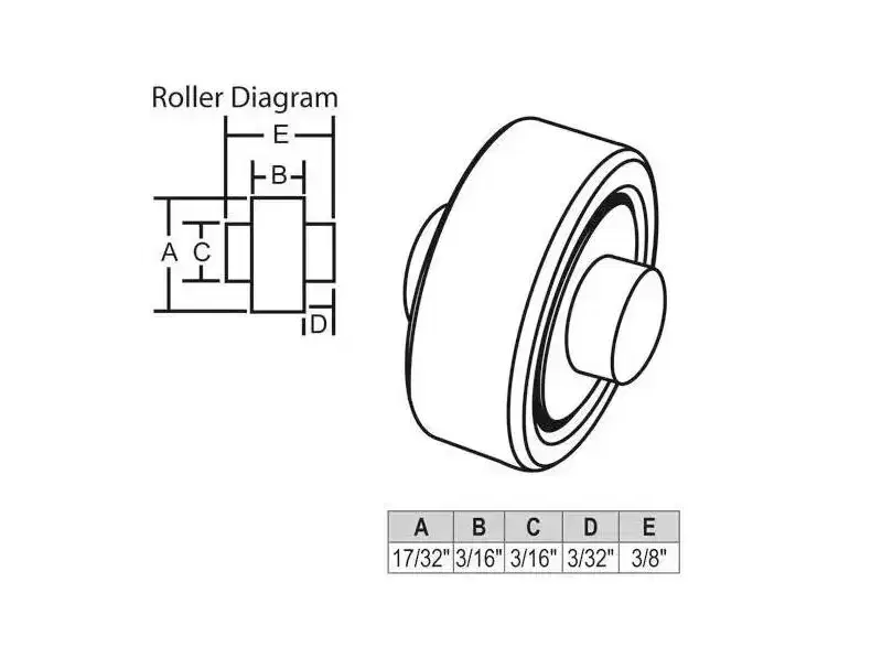 Brixwell Sliding Window Wheel With Ball Bearing, 17/32 Wheel Diameter, 3/16 Axle Diameter, Steel Material With Gold Finish