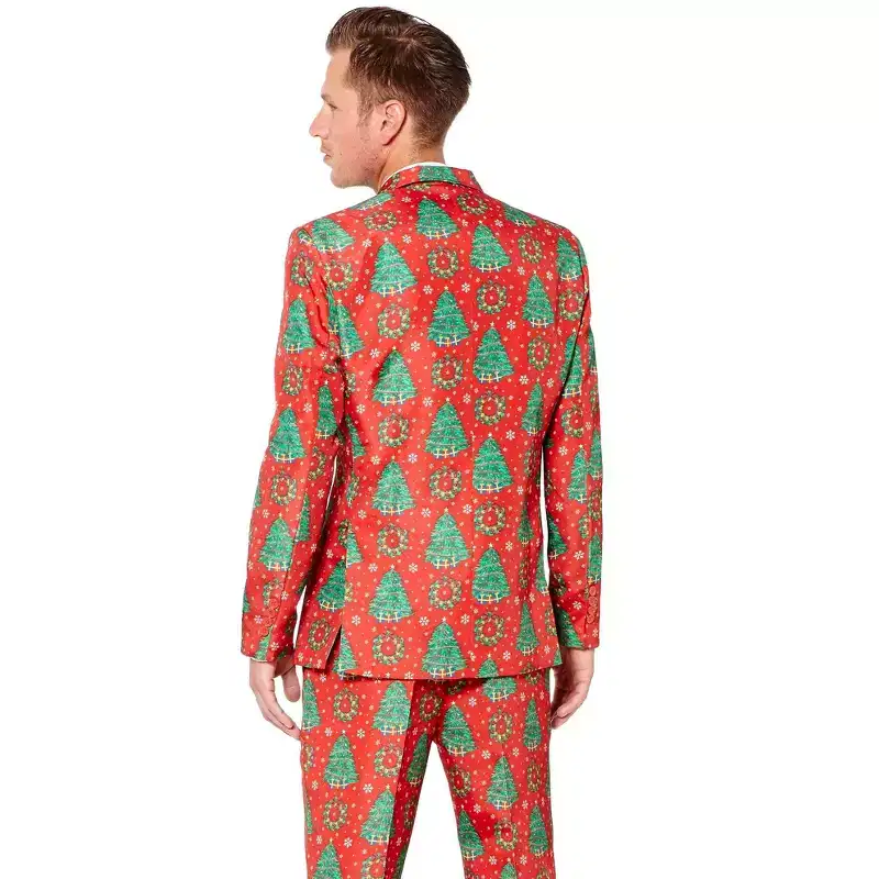 Suitmeister Men's Christmas Suit - Christmas Trees - Red