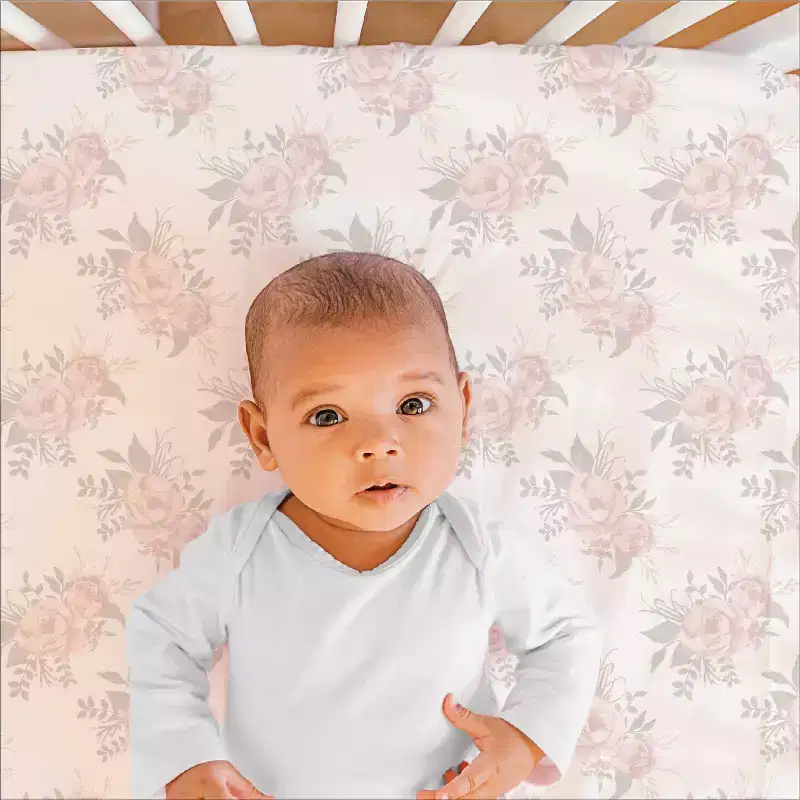 The Peanutshell Fitted Crib Sheet for Baby Girls' - Grace Pink Floral