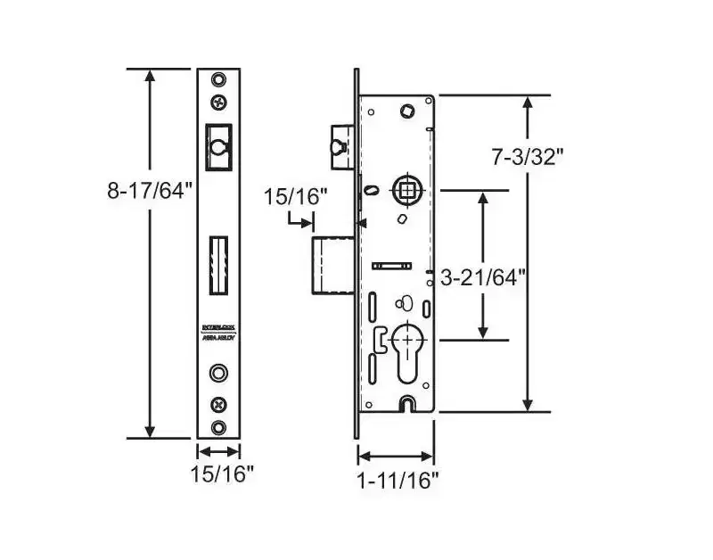 Brixwell Optimum Single Point Lock Box, Stainless Steel Material, 8-17/64 Face Plate Height, 15/16 Face Plate Width, Gray Finish