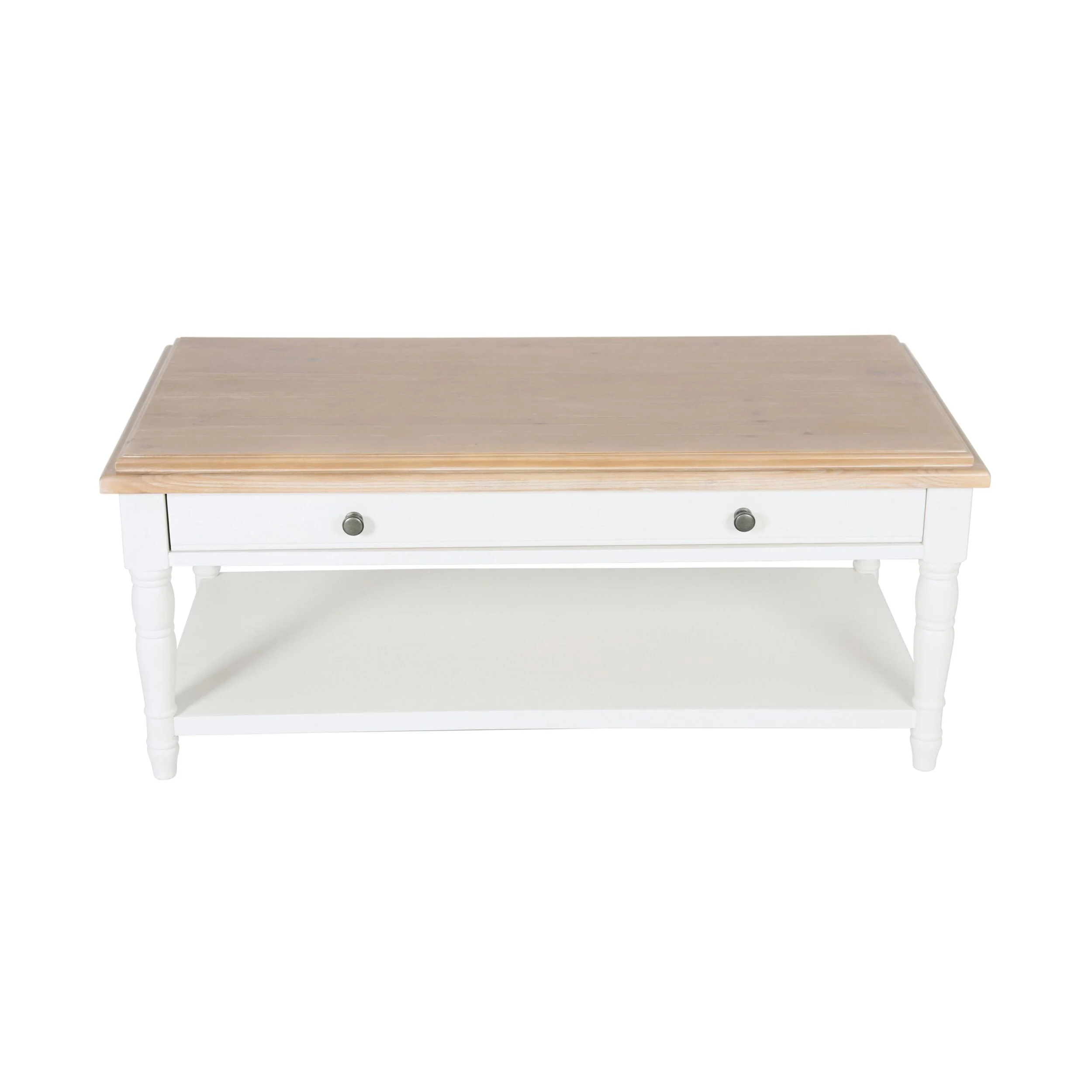Clover 1 Drawer Solid Timber Coffee Table White Natural