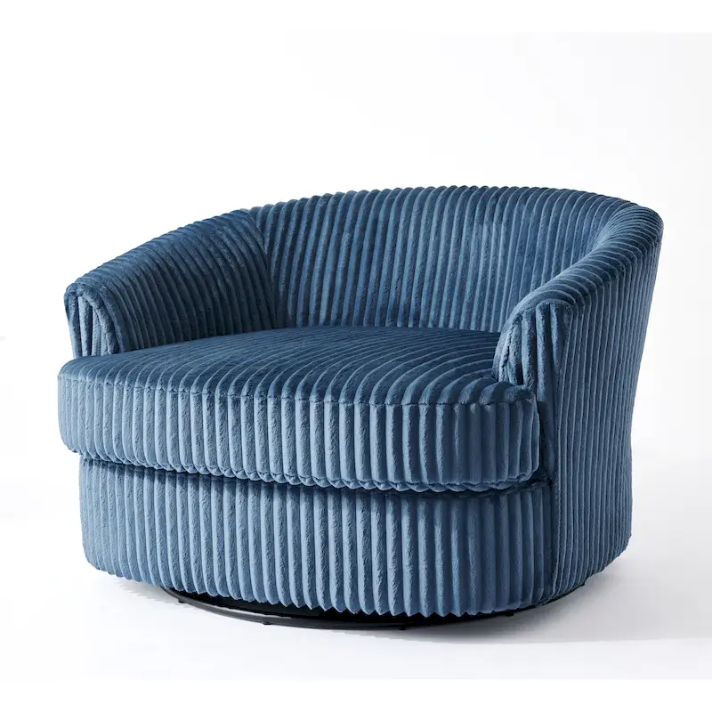 Fauteuil pivotant surdimensionné 43 W en velours côtelé pelucheux avec accoudoirs encastrés