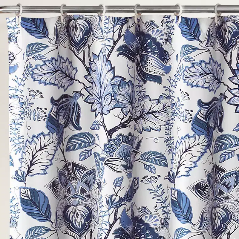 Lush Décor Cynthia Jacobean Kids' Shower Curtain Blue: Mildew-Resistant Bathroom Curtain, Machine Washable