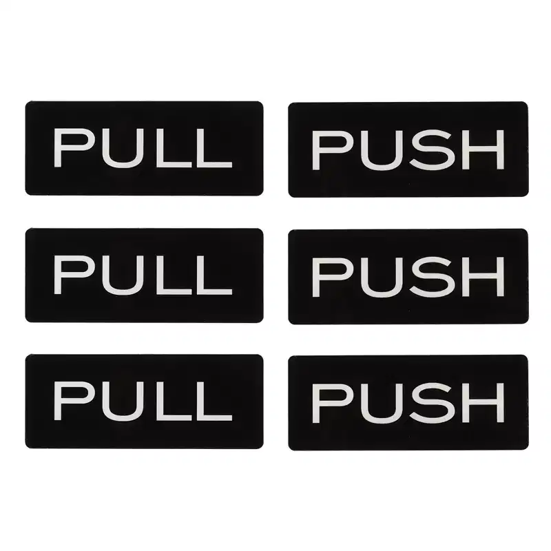 Unique Bargains Acrylic Self-Adhesive Decor Home Push Pull Door Sign 3 Pairs
