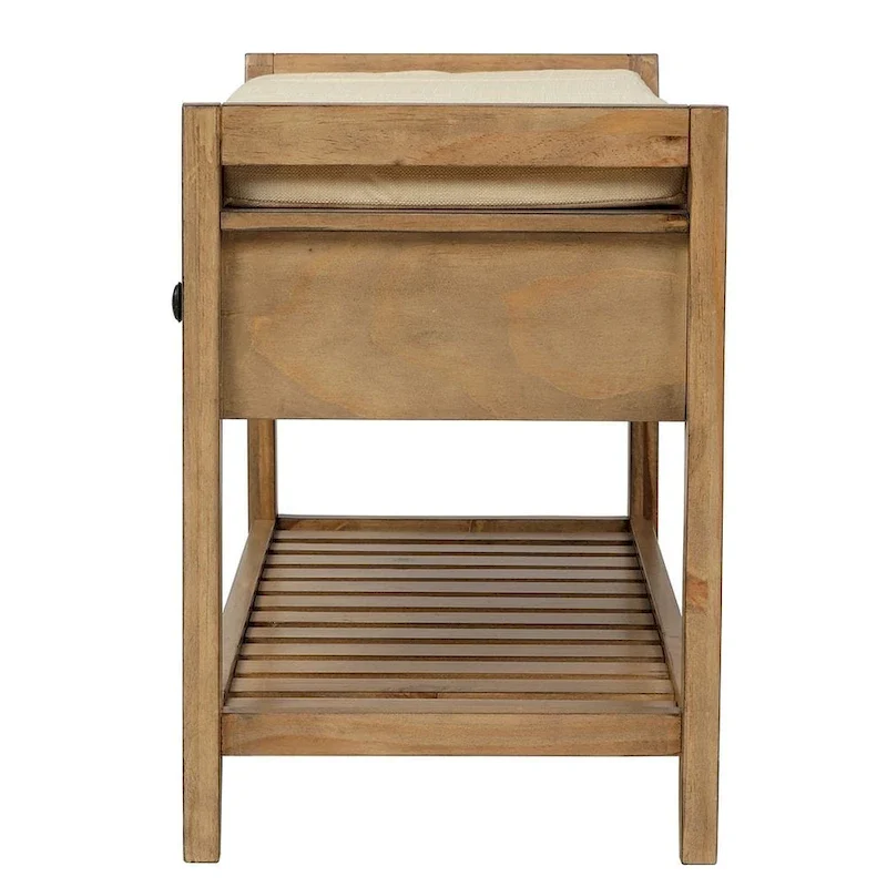 Wooden Storage Bench with Shoe Rack and Drawers