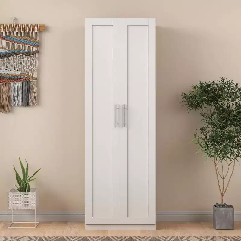 Modern Tall Cabinet, Freestanding Pantry Cabinet with 2 Doors and 4 Shelves, Storage Cabinet for Living Room, Dining Room, Kitchen