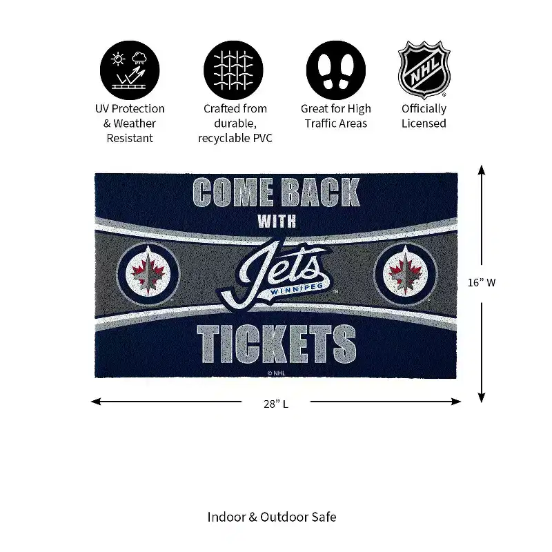 Evergreen Come Back with Tickets Winnipeg Jets 28 x 16 Woven PVC Indoor Outdoor Doormat