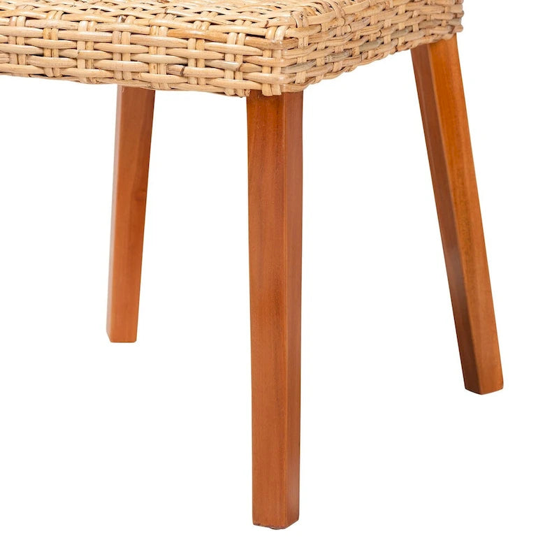 Bohemian Light Honey Kubu Rattan & Mahogany Wood Dining Chair