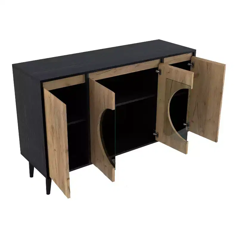 Andrew Mid-Century Modern Buffet Server Light Oak/Black - miBasics