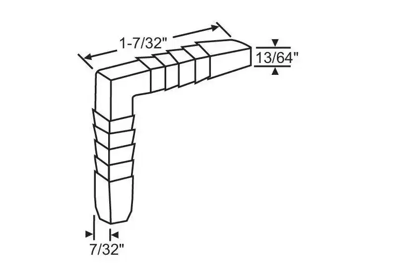Brixwell Corner Key Window Hardware, Nylon Material, 1-7/32 Top Arm Length, 13/64 Thickness, 7/32 Bottom Leg Width, White Finish