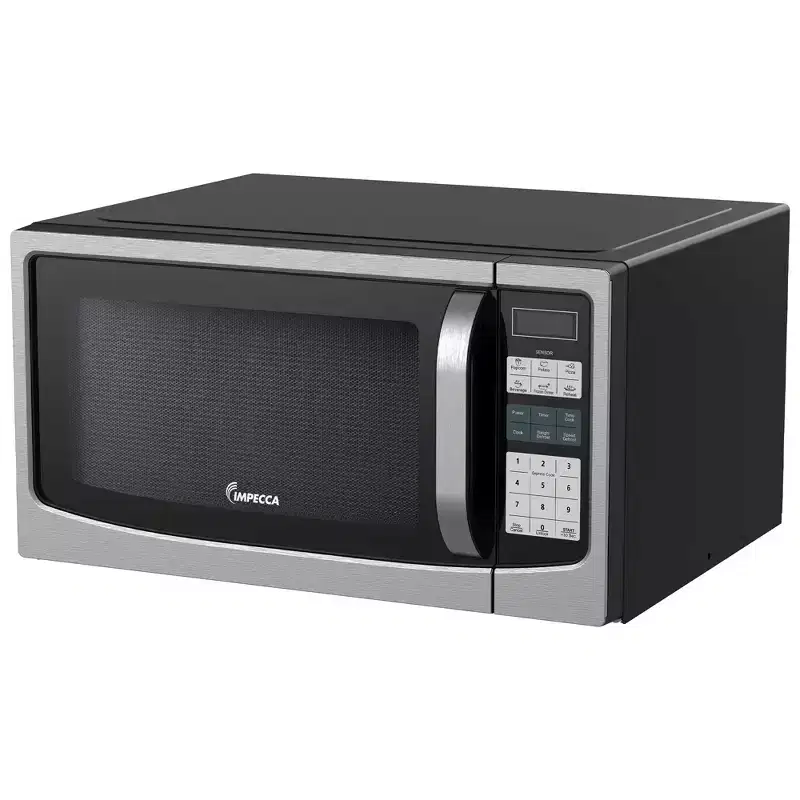 Impecca 1.6 Cu. Ft. Countertop Microwave Oven, 1100W, Sensor Cooking, 12.8-Inch Turntable, Stainless Steel