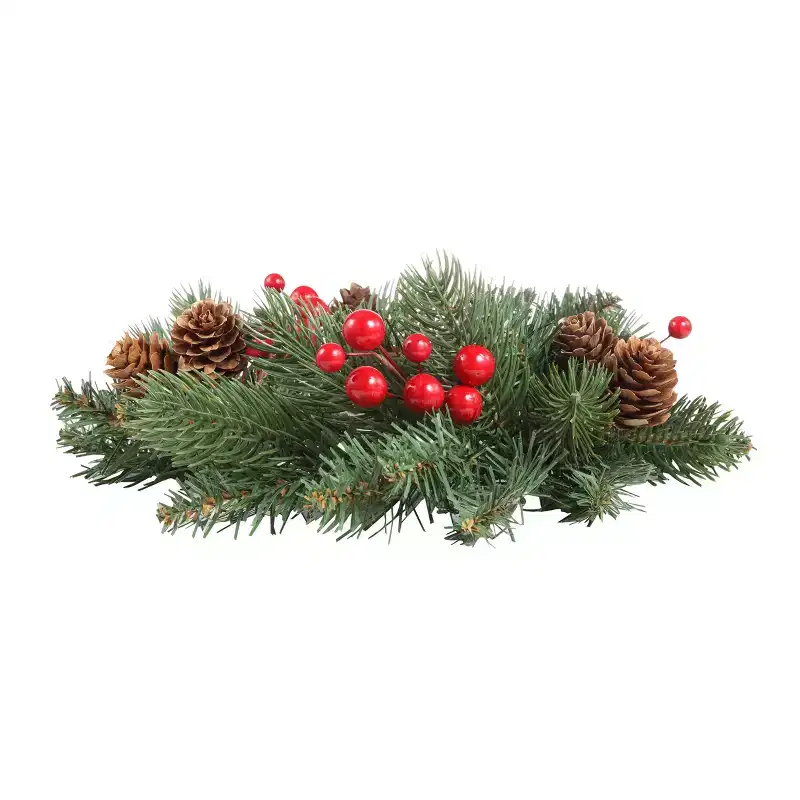 Haute Decor 2pk Classic Adjustable Candle Ring Red Berries Artificial Swag Red
