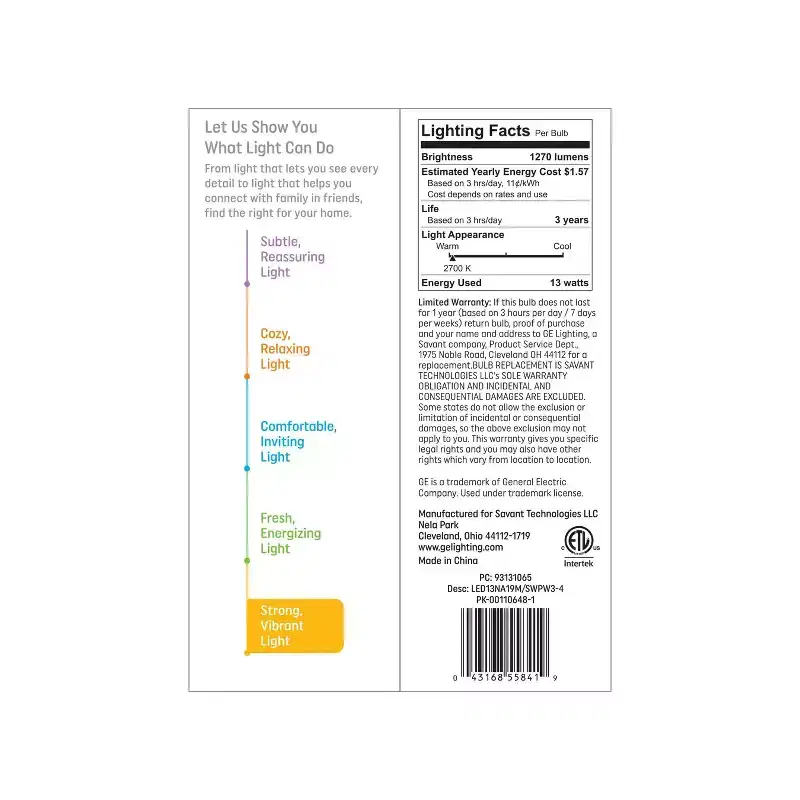 GE 4pk 100W Soft White A19 LED Light Bulbs
