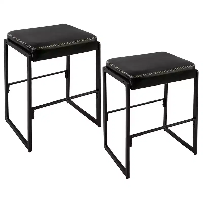 Modern Bar Stools Set of 2, 26 Inch Counter Height Chairs with Footrest, Waterproof, for Home, Dining Room