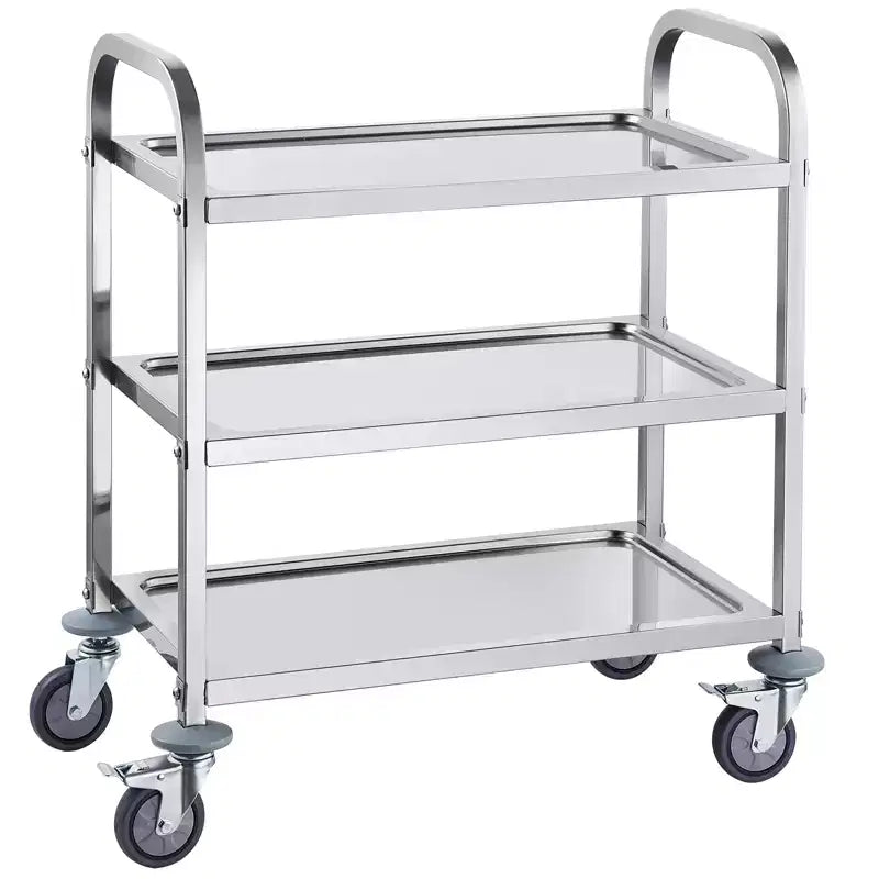 VEVOR Stainless Steel Cart, 3 Layers Lab Utility Cart 400 lbs Weight Capacity