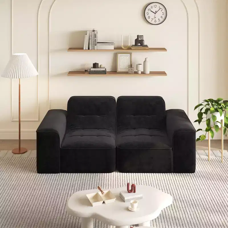 ModernLuxe Modular Sectional Sofa, DIY Sparkling Chenille Upholstered Tufted Sofa Couch, 3-Seat/5-Seat with Ottoman, No Assembly