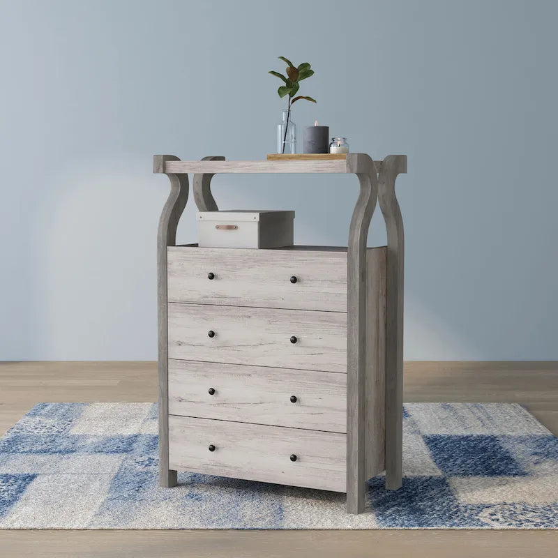 DH BASIC Transitional Coastal White 31-inch Wide 4-Drawer VerticalDresser by Denhour
