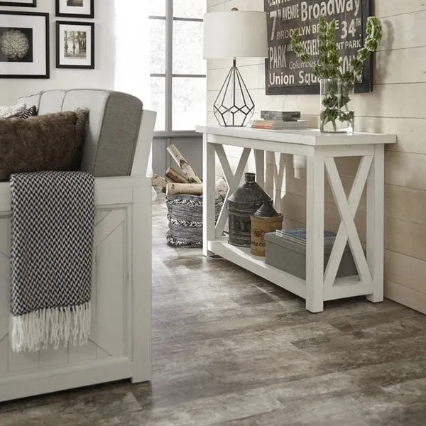 Off-White Console Table with Open Storage