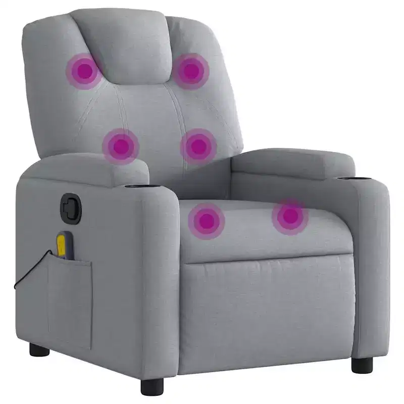 vidaXL Massage Recliner Chair with 6-Point Vibration, Adjustable - Light Gray