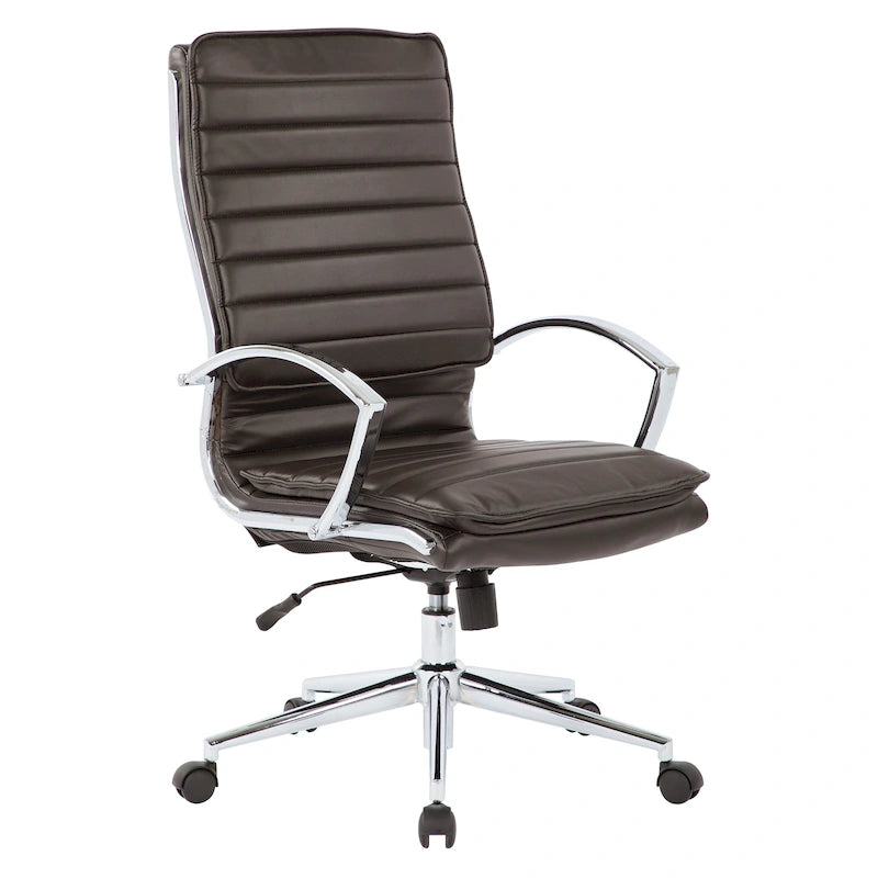 High Back Faux Leather Office Chair with Chrome Base and Removable Arm Sleeves