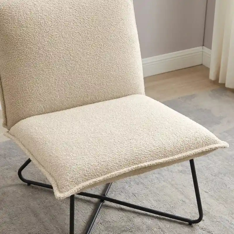 Pillow Accent Chair | Black Stripe Tan Fabric | Metal Wire Base | 26.5W Seat | Modern