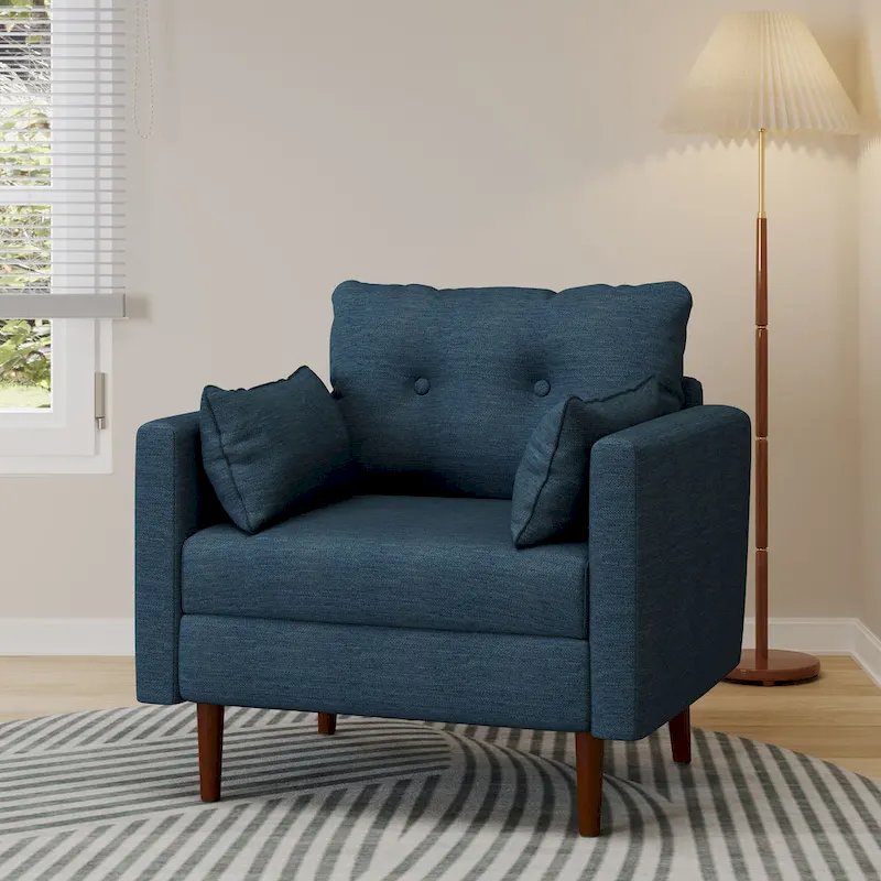 Tufted Club Chair with Accent Pillows