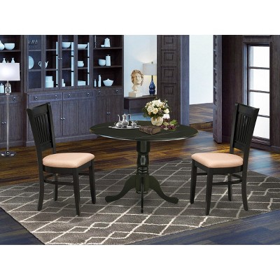 HomeStock Black Modern Drop Leaf Wooden Dining Table Set