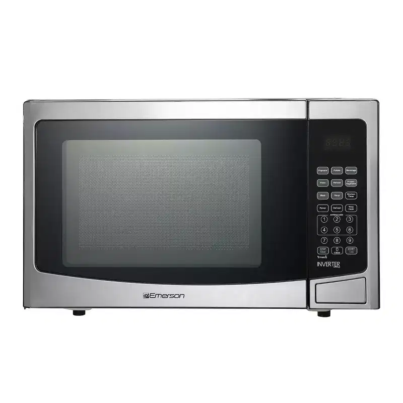Emerson 1.2 Cu ft. 1000 Watt Stainless Steel Countertop Microwave Oven with Inverter Technology in Silver