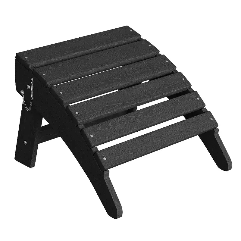 All-Weather Folding Adirondack Ottoman, HDPE Outdoor Footrest, Weather-Resistant Durable Easy Storage Compatible with Adirondack Chair