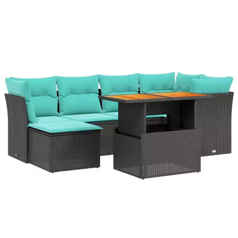 vidaXL Patio Sofa Set with Cushions Poly Rattan