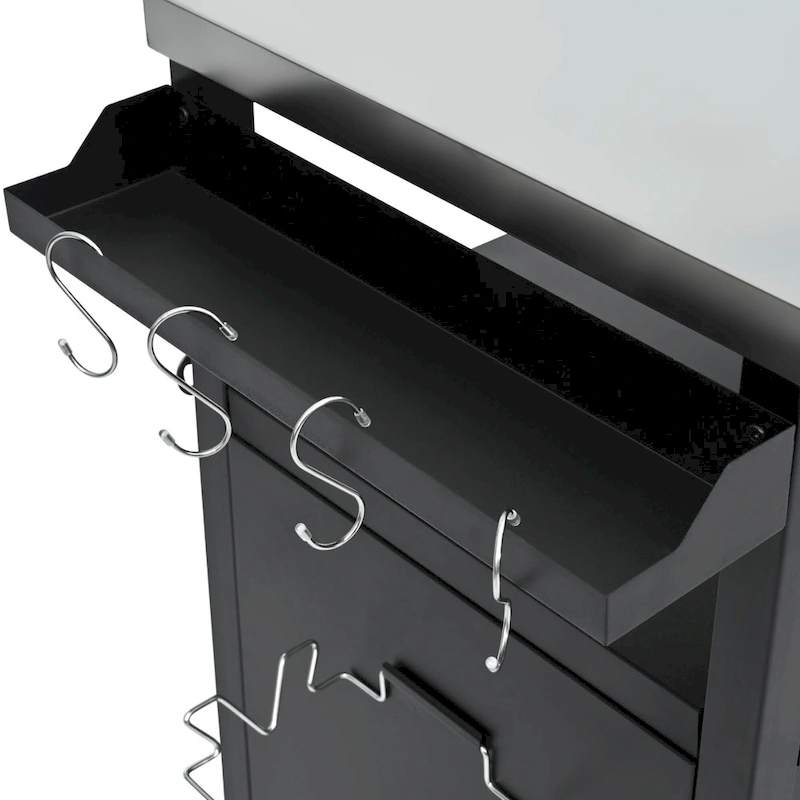 Îlot de cuisine extérieure avec plateau en acier inoxydable, chariot de barbecue en métal avec meuble de rangement - Non applicable