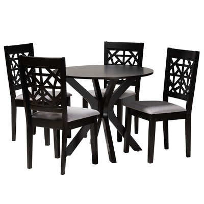 Baxton Studio Karel Modern Fabric and Wood Dining Set