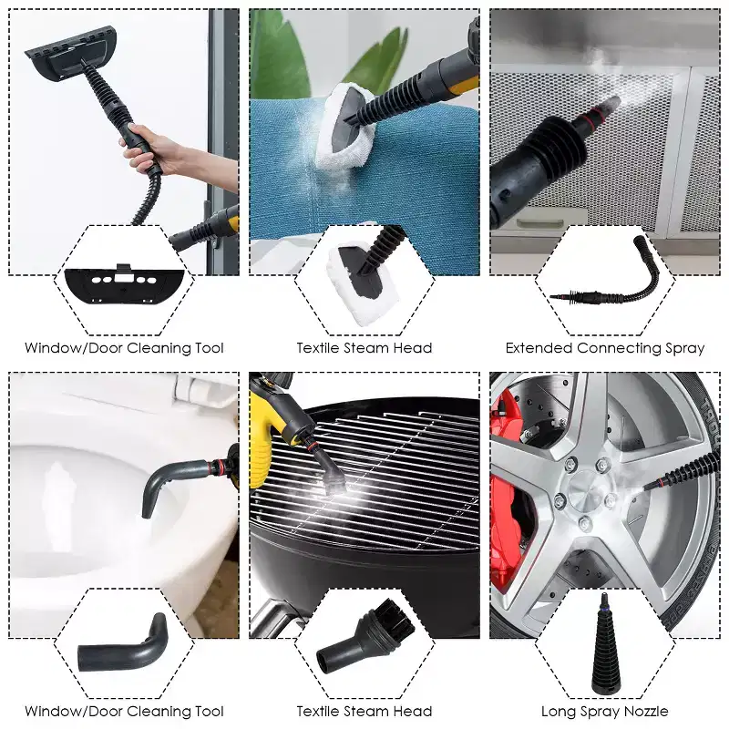 Costway Multifunction Portable Steamer Household Steam Cleaner 1050W with Attachments Yellow