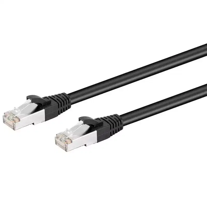 Monoprice Cat6 PoE Ethernet Patch Cable - 5 Feet Black 600V Shielded RJ45 Solid 550MHz 24AWG