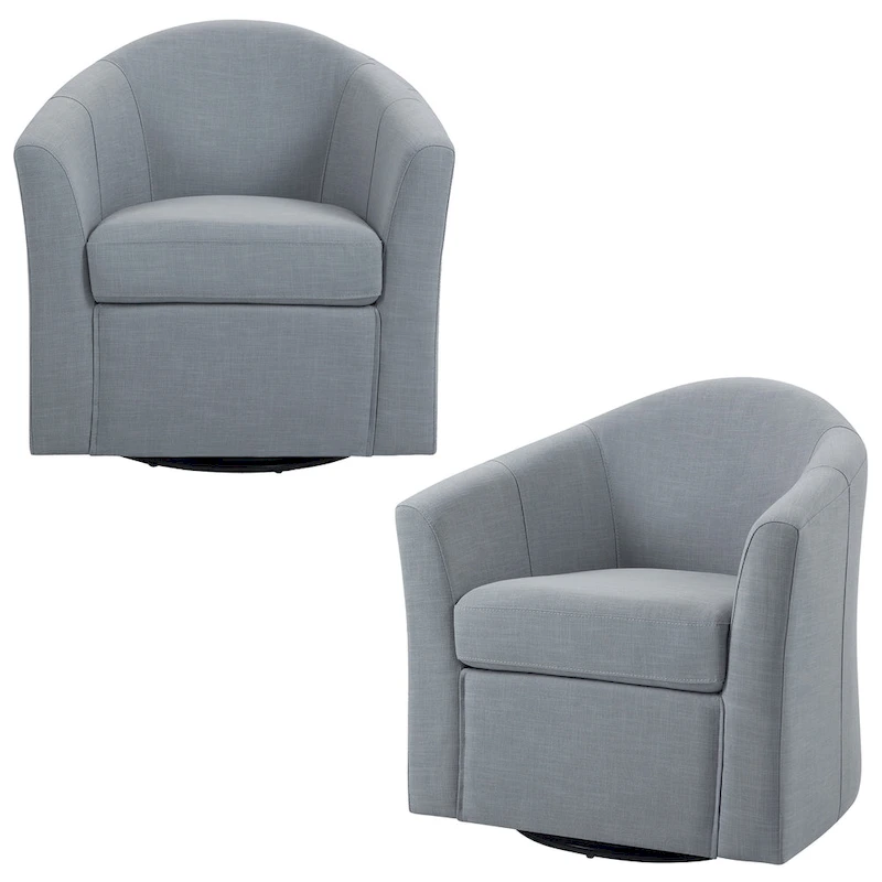Ensemble de 2 fauteuils pivotants modernes rembourrés de style tonneau, fauteuils d'appoint pour salon