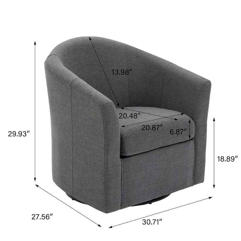 Ensemble de 2 fauteuils pivotants modernes rembourrés de style tonneau, fauteuils d'appoint pour salon