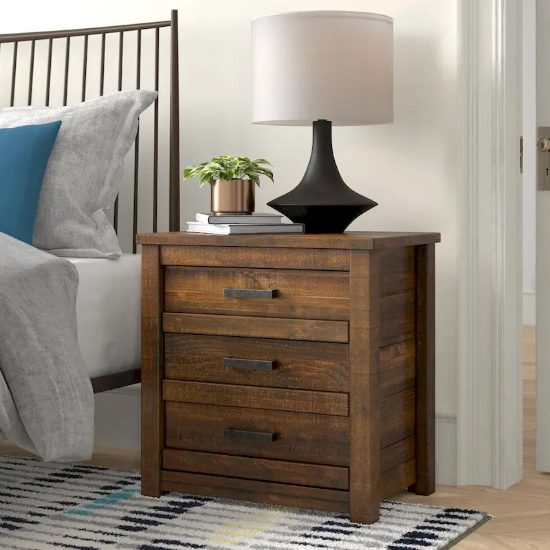 3-Drawer Solid Pine Nightstand