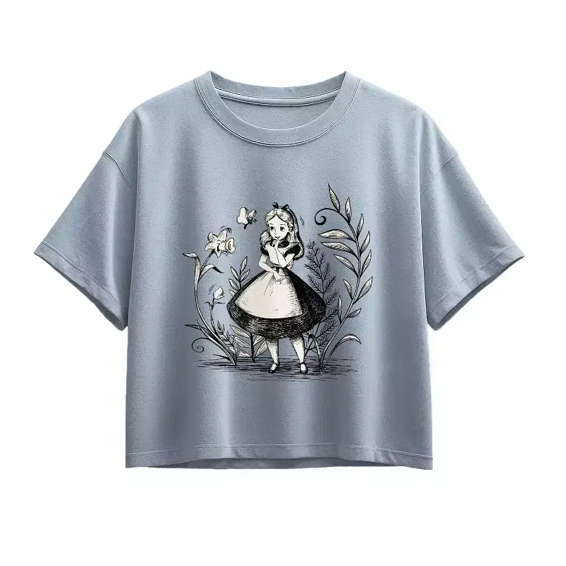 Girls' - Alice in Wonderland - Alice Sketch Short Sleeve Boxy Graphic T-Shirt