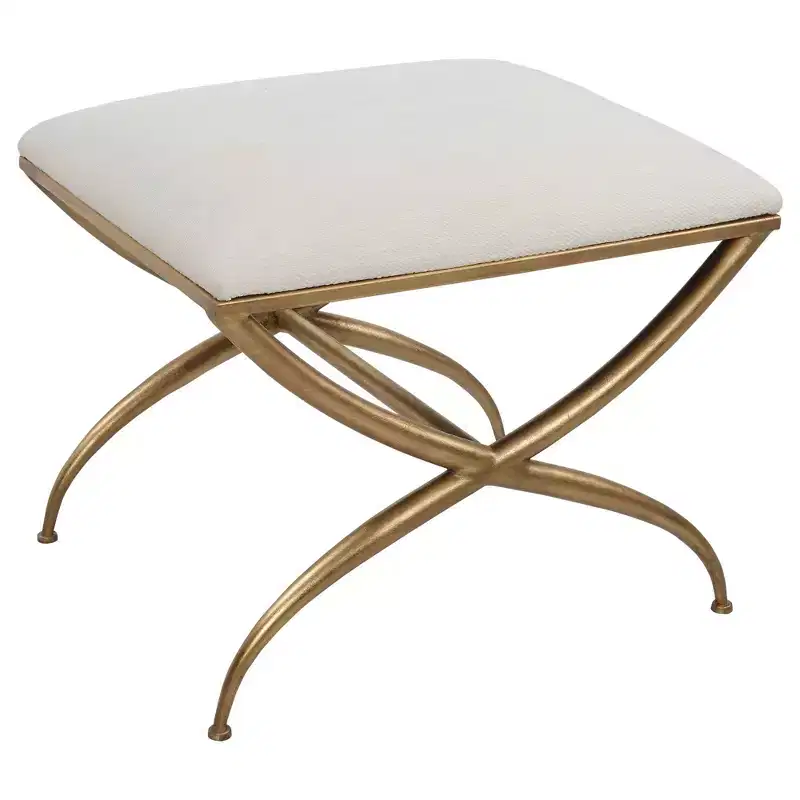 Uttermost Crossing 23 1/2 Wide White Fabric Small Bench