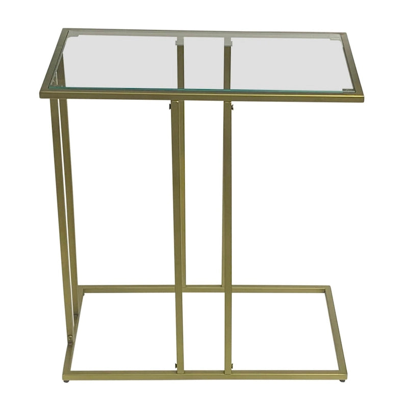 Serena End Table with Clear Glass - Antique Gold