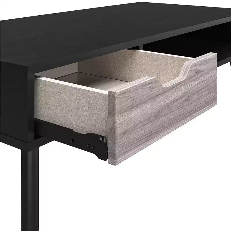 Rectangular Coffee Table with Drawer and Open Cubby, Black