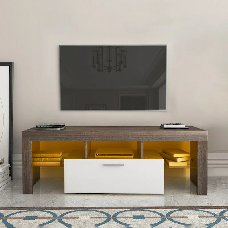 Morden 51-inch TV Stand for TVs up to 55-in with LED Color Changing Lights